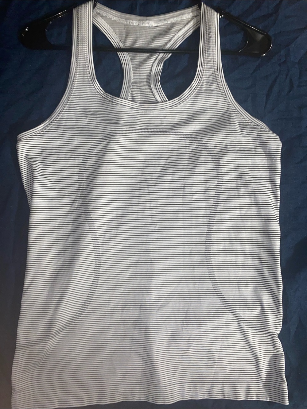 lululemon athletica White and Light Gray Striped Racerback Tank